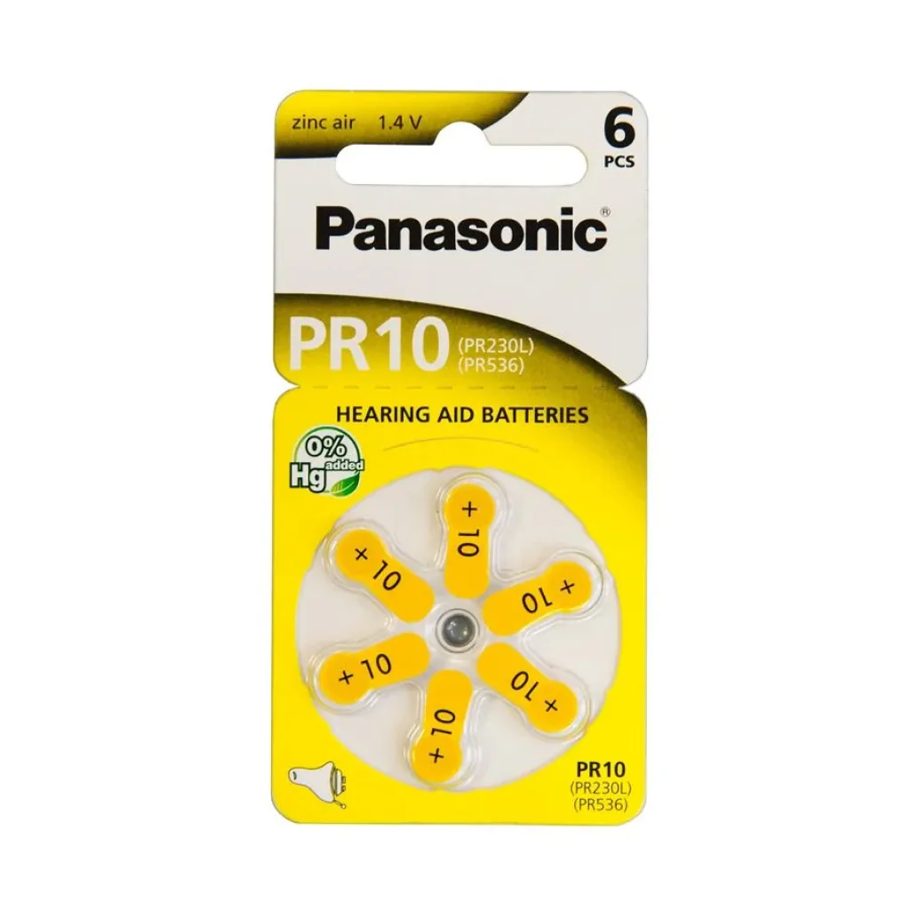 Батарейка Panasonic повітряно-цинкова PR230(10A, AC230E/EZ, ZA10, PR70, DA10) блістер, 6 шт., PR-230/6LB UA